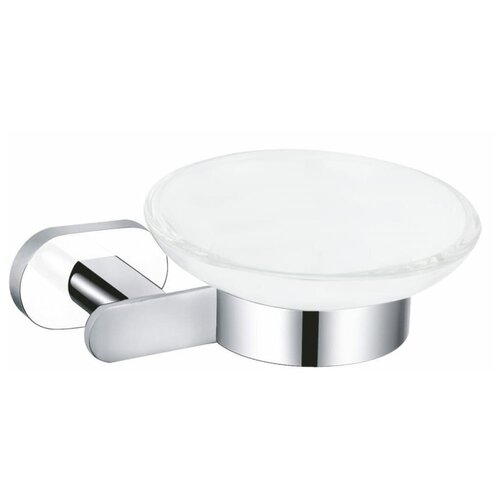 Мыльница стеклянная с настенным держателем, хром/белый, RAV-SLEZAK, YUA0300CB