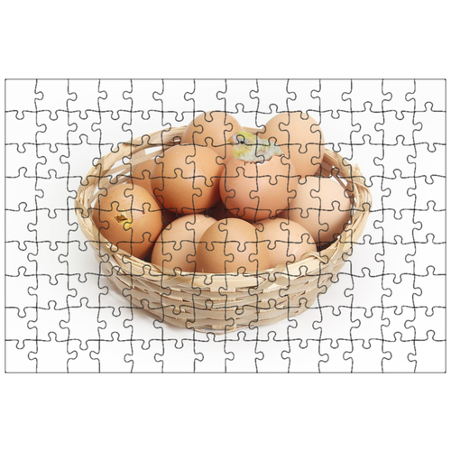 фото Магнитный пазл 27x18см."корзина, яйца, коричневый" на холодильник lotsprints