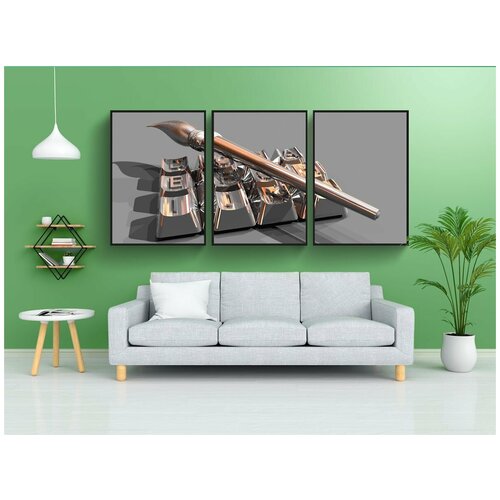 фото Набор модулных постеров для интерьера "щетка, клавиатура, шрифт" 60x90 см. в тубусе, без рамки lotsprints