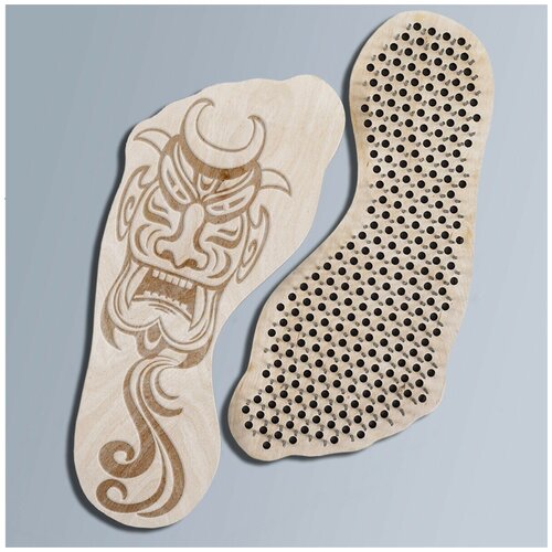 фото Доска для йоги садху с гвоздями в форме стопы маски - 3509 wood art