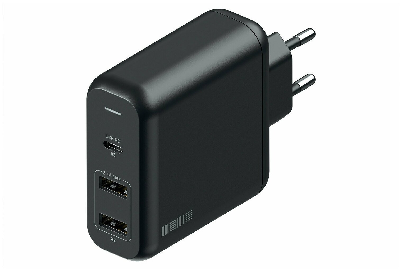 Сетевое зарядное устройство INTERSTEP 60W, 2 USB + USB type-C, 3A, черный - фото №1