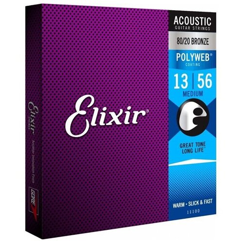 фото Elixir 11100 polyweb anti-rust medium струны для акустической гитары