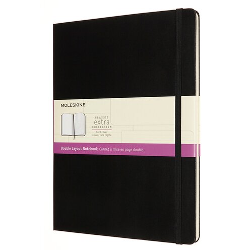 Блокнот Moleskine CLASSIC DOUBLE NB413HBK Xlarge, 190х250 мм, 192 страницы, линейка/нелинованный, твердая обложка, черный