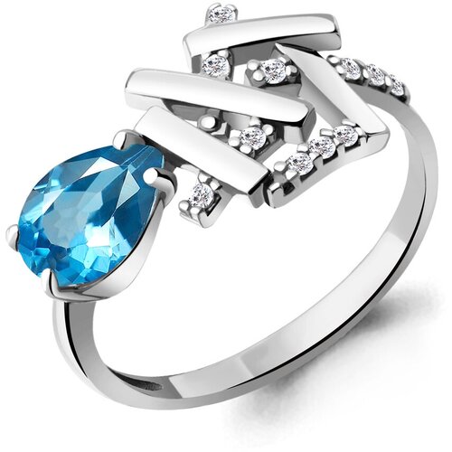 фото Кольцо diamant online, серебро, 925 проба, топаз, фианит, размер 18.5