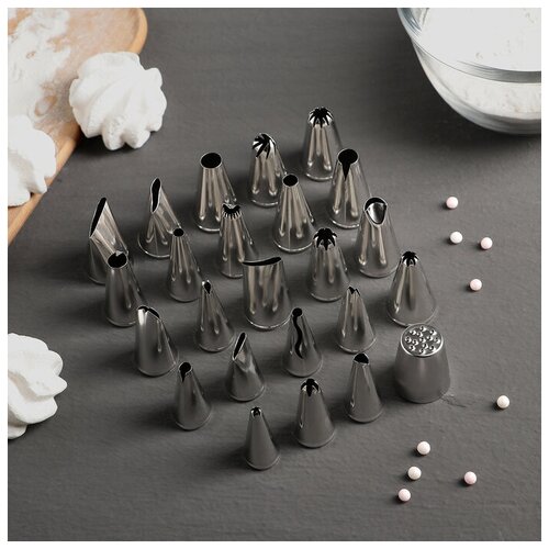 Набор насадок кондитерских, d=2 см, 24 шт, в кейсе, насадки микс