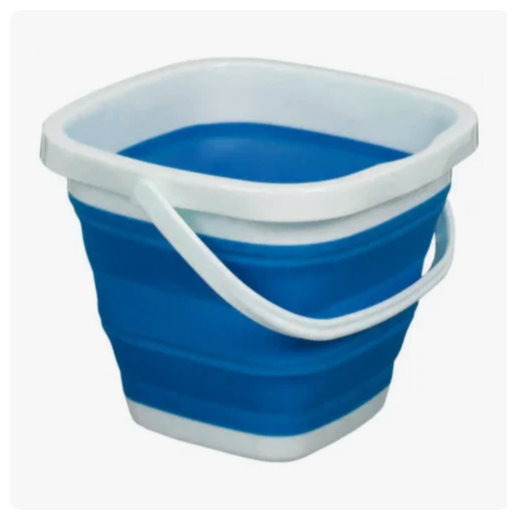 фото Ведро складное силиконовое для дома / дачи / походное / рыбалки / квадратное 5 литров, синее