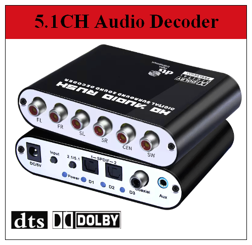 Декодер 5.1 audio decoder 220в + кабель оптический SPDIF