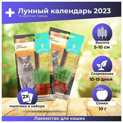 Евро-семена Семена Трава для кошек, 10 г набор 2 шт