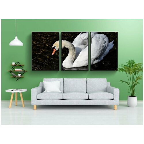 фото Набор модулных постеров для интерьера "лебедь, элегантный, благородный" 60x90 см. в тубусе, без рамки lotsprints