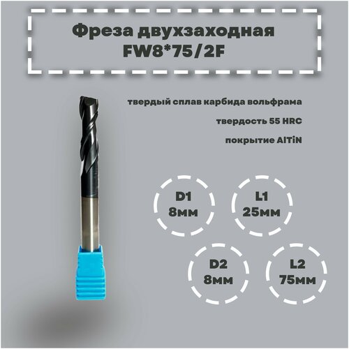 Фреза концевая FW8*75/2F