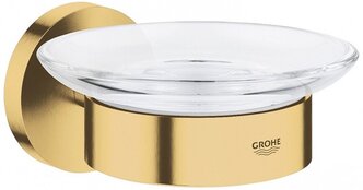 GROHE Essentials 40444GN1 Стеклянная мыльница в комплекте с настенным держателем (золото шлифованное)