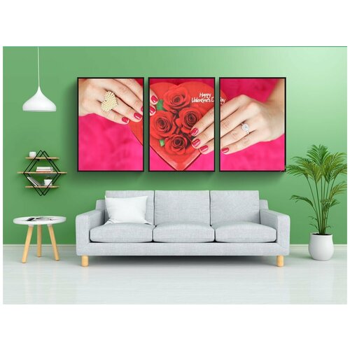 фото Набор модулных постеров для интерьера "день святого валентина, шоколадные конфеты, любовь" 60x90 см. в тубусе, без рамки lotsprints