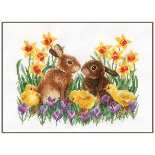 фото Набор для вышивания vervaco pn-0163023 кролики с цыплятами 1 шт.
