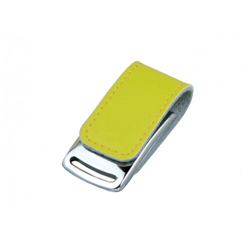 Кожаная флешка для нанесения логотипа с магнитным замком (32 Гб / GB USB 3.0 Желтый/Yellow 216 Flash drive Магнетизм SK181)