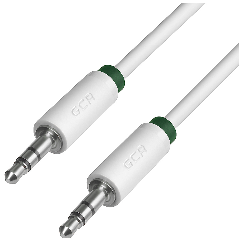 Greenconnect Кабель аудио 1.5m jack 3,5mm/jack 3,5mm белый, зеленая окантовка, ультрагибкий, 28 AWG, M/M, Premium GCR-AVC1662-1.5m, экран, стерео Greenconnect 1.5m jack 3.5mm/jack 3.5mm белый (GCR-AVC - фото №1