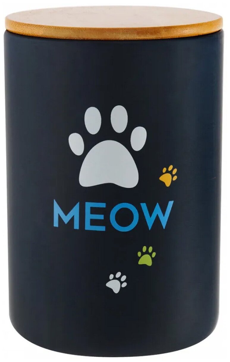 Бокс для корма Mr.Kranch Meow керамический для кошек черный 1,9 л (1 шт)