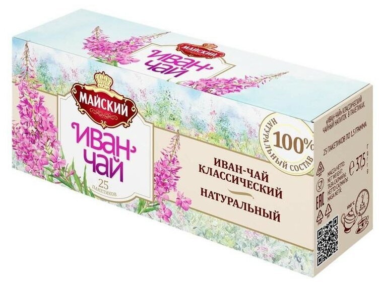 Чай Майский Иван-чай Классический, 25пакx1,5г