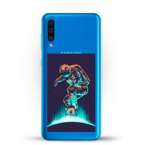 Силиконовый чехол Астронавт-скейтер на Samsung Galaxy A50