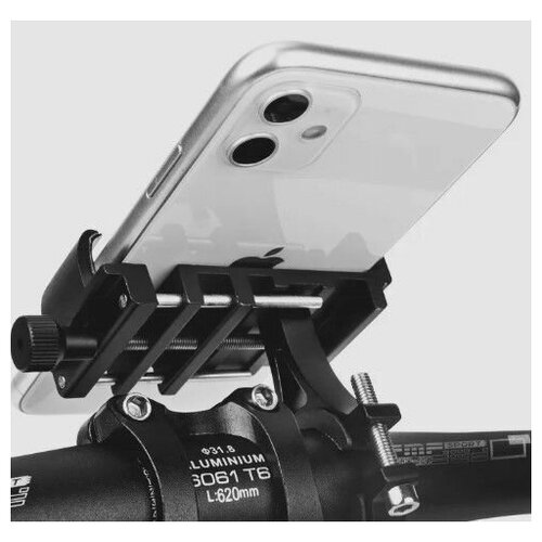 фото Металлический держатель телефона смартфона для велосипеда, самоката, электросамоката, электровелосипеда - серебристо стальной цвет czone