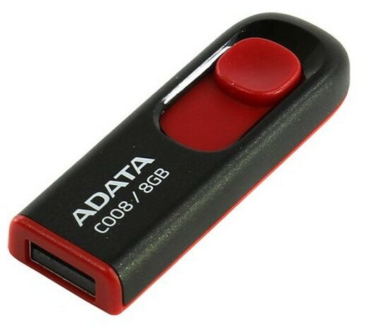 USB Flash Drive 8Gb - A-Data C008 Classic Black-Red AC008-8G-RKD