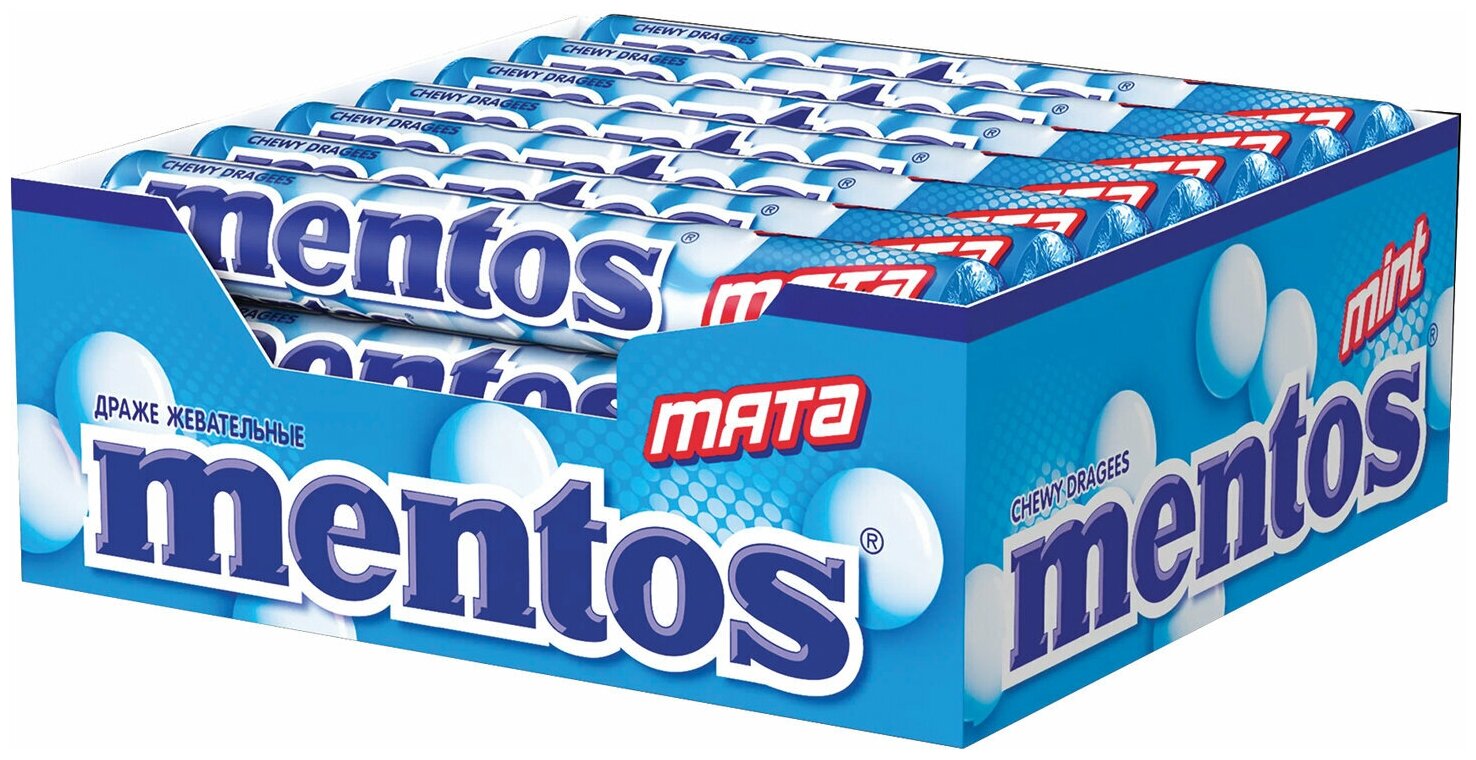 Жевательное драже MENTOS (Ментос) "Мята", 37 г, 3340 - фотография № 4