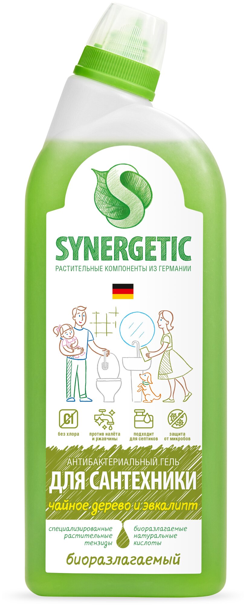 Synergetic антибактериальный гель для сантехники "Чайное дерево и эвкалипт"