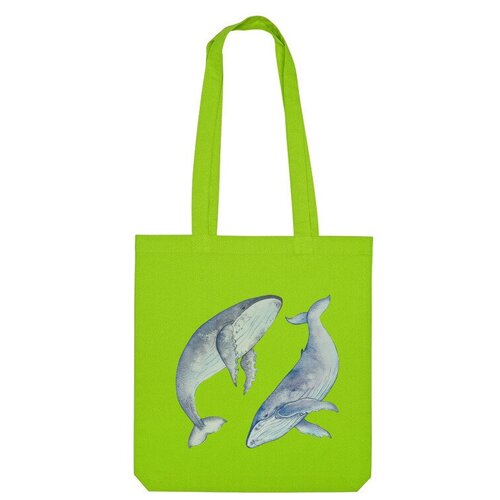 сумка киты голубой Сумка шоппер Us Basic, зеленый