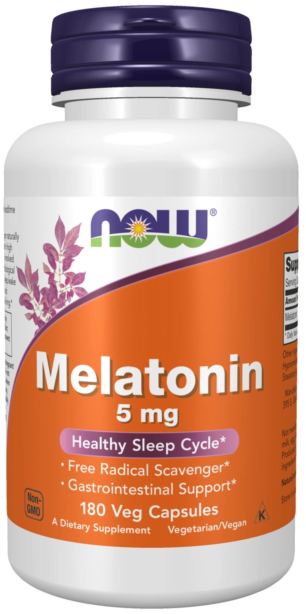 Капсулы NOW Melatonin, 88 г, 5 мг, 180 шт.