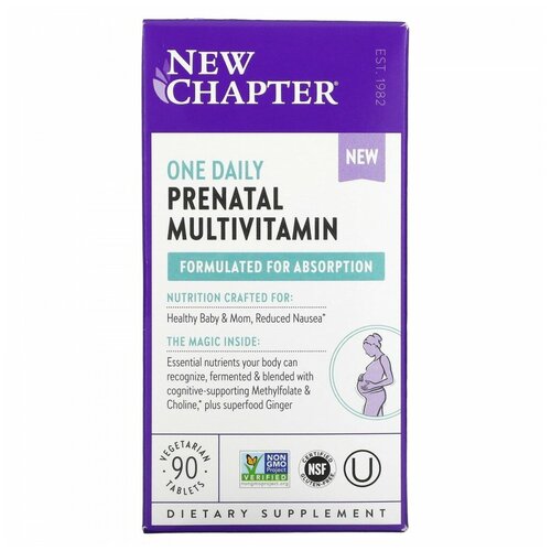 Купить Chapter, One Daily Prenatal Multivitamin, мультивитаминный комплекс для беременных, 90 вегетарианских таблеток, Нью Чэптэ