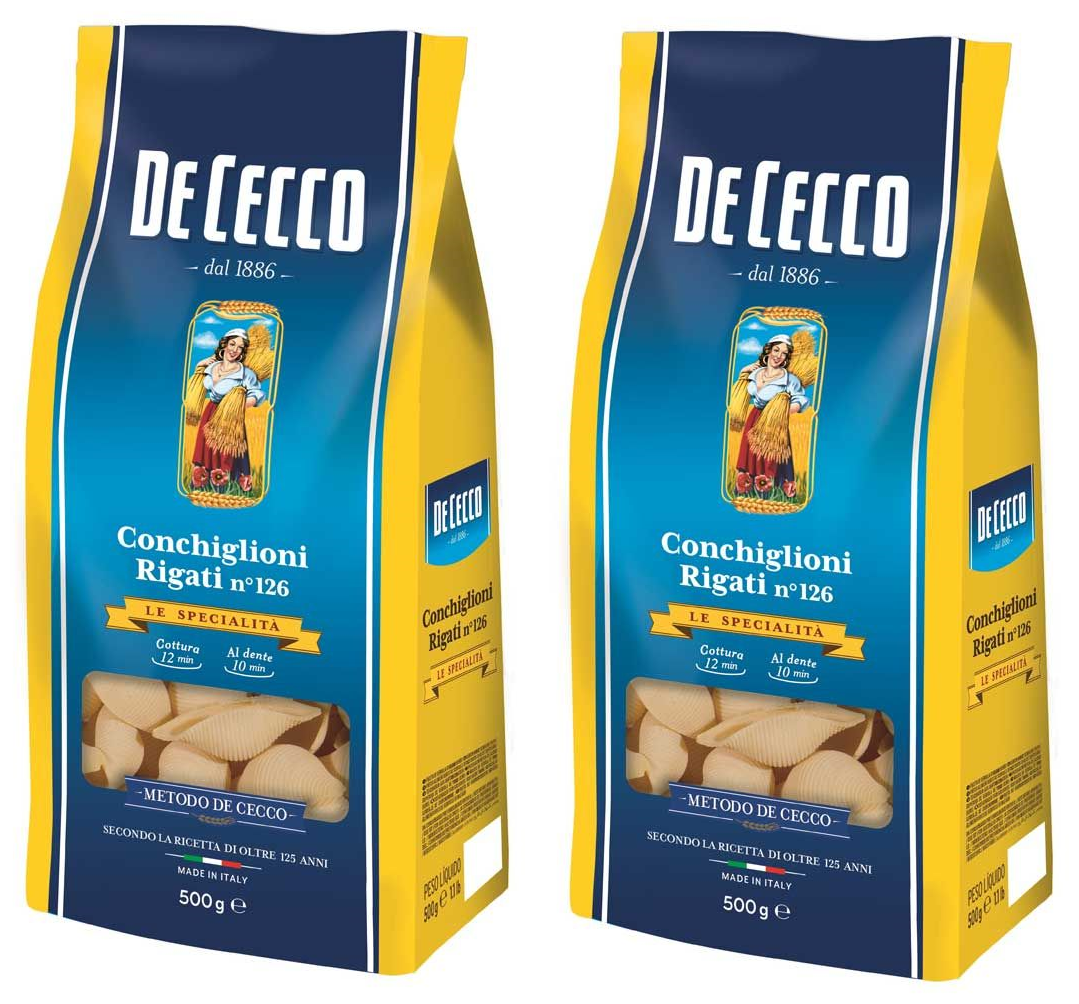 Макаронные изделия De Cecco Conchiglioni Rigati №126, 500 г 2 пачки