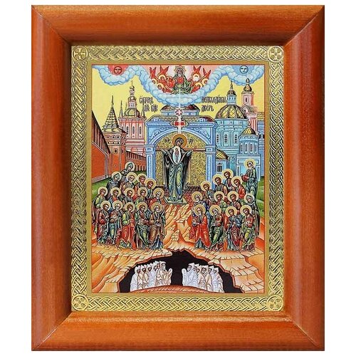 Икона Божией Матери Непроходимая Дверь, деревянная рамка 8*9,5 см икона непроходимая дверь божией матери размер 8 5 х 12 5 см