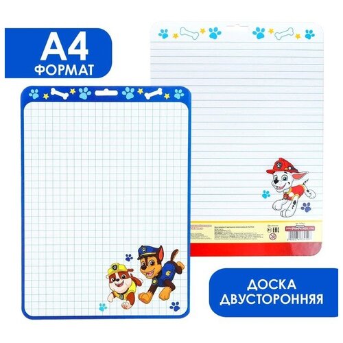 Доска маркерная A4 двусторонняя: клетка/линейка Д4, Paw Patrol