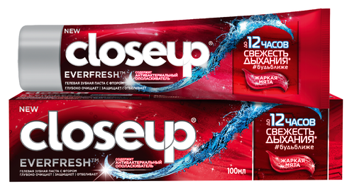Unilever (Юнилевер) Зубная паста CloseUp Everfresh гелевая с антибактериальным ополаскивателем жаркая мята 100 мл