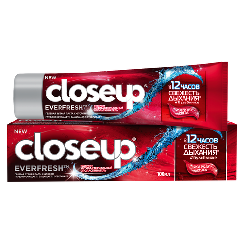 Купить Unilever (Юнилевер) Зубная паста CloseUp Everfresh гелевая с антибактериальным ополаскивателем жаркая мята 100 мл