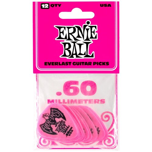 Медиатор Ernie Ball Everlast 0,60 мм 9179 розовый 12 медиатор ernie ball 9179