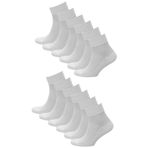 фото Мужские носки status, 12 пар, укороченные, усиленная пятка, воздухопроницаемые, антибактериальные свойства, вязаные, на 23 февраля, износостойкие, быстросохнущие, подарочная упаковка, размер 27, белый