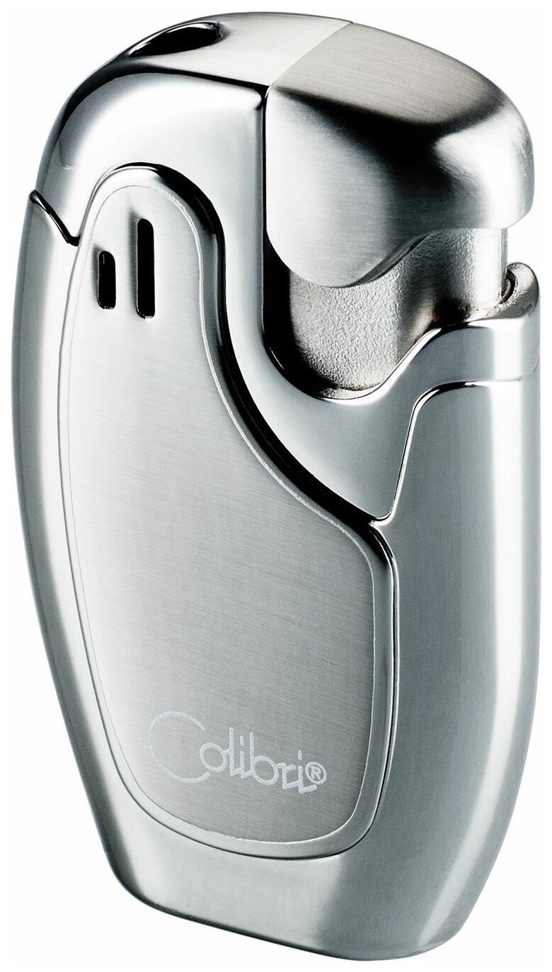 Зажигалка газовая Colibri OF LONDON Ramses Satin Silver & Polished Silver - фотография № 1