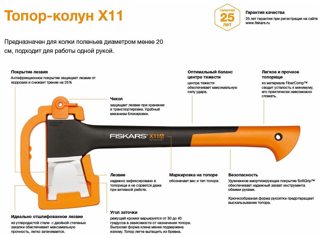 Топор Fiskars X11 - S 122443 . - фотография № 14