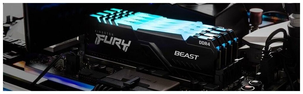 Оперативная память для компьютера 16Gb (1x16Gb) PC4-28800 3600MHz DDR4 DIMM CL18 Kingston FURY Beast Black RGB (KF436C18BBA/16)