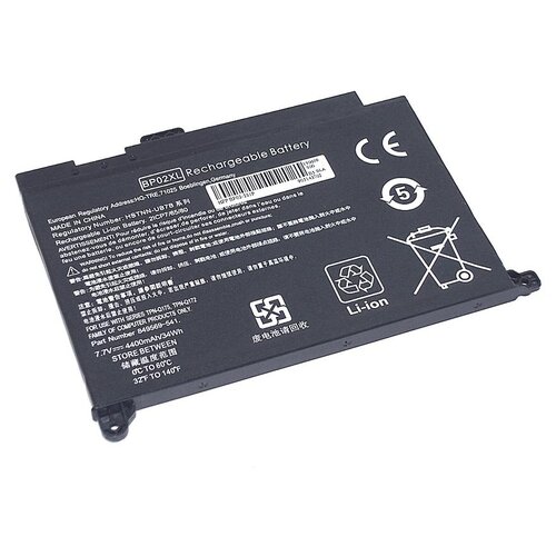 фото Аккумуляторная батарея (аккумулятор) bp02xl для ноутбука hp 15-au 15-aw 7.7v 4400mah черная greenway