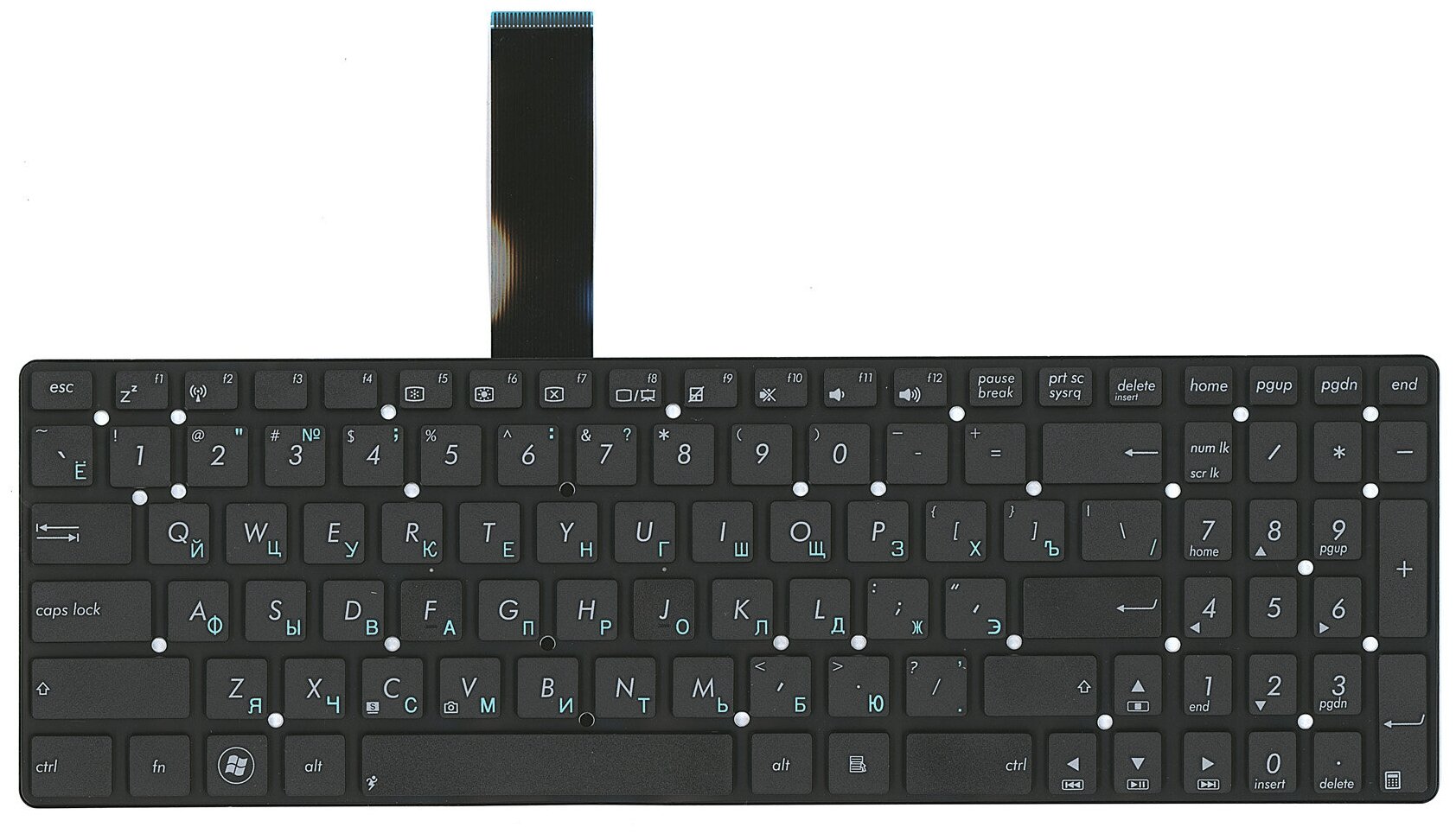 Клавиатура для ноутбука Asus K55 черная без рамки