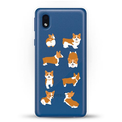 фото Силиконовый чехол 8 корги на samsung galaxy a01 core andy & paul