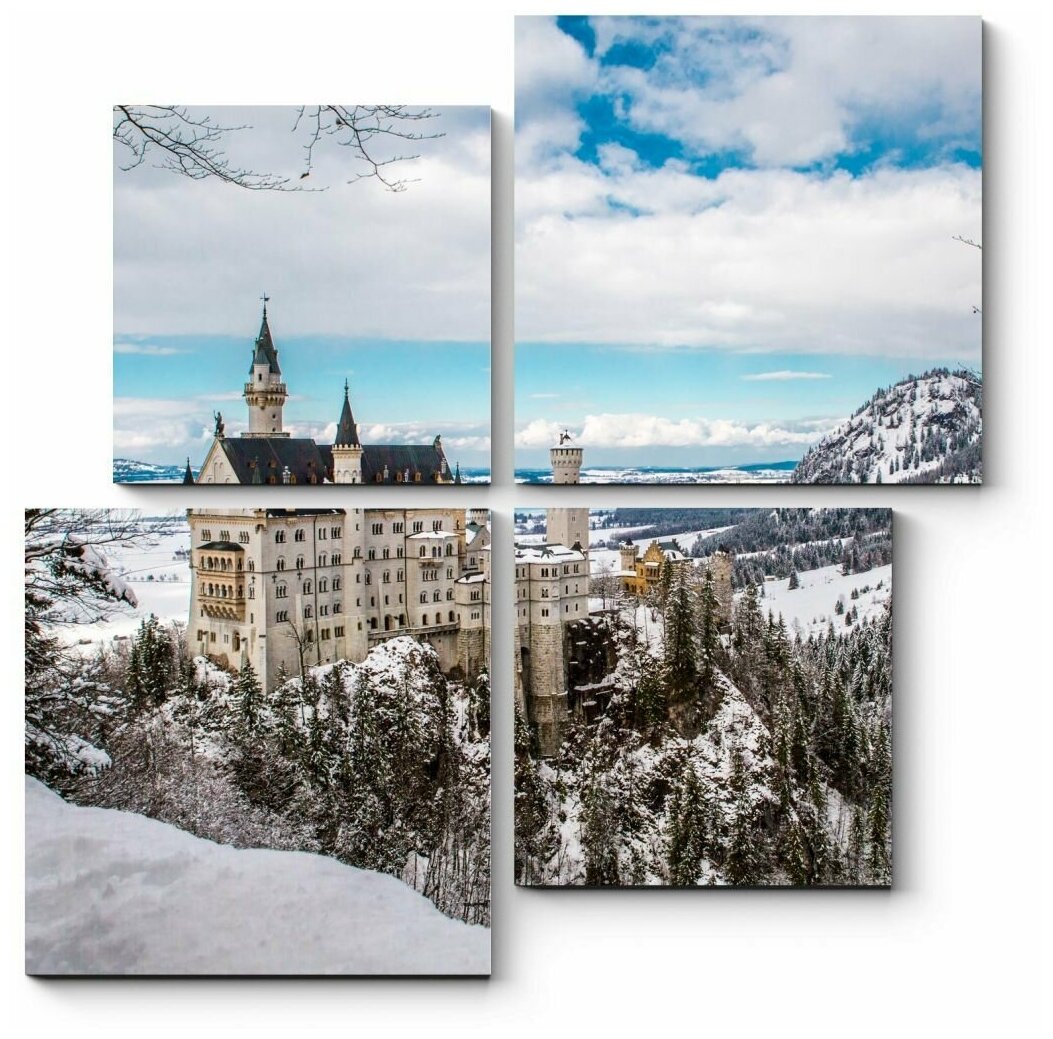 Модульная картина Замок Нойшванштайн в Германии зимой110x110
