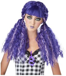 Парик кукла с гофрированными хвостами (фиолетовая) взрослый California Costumes