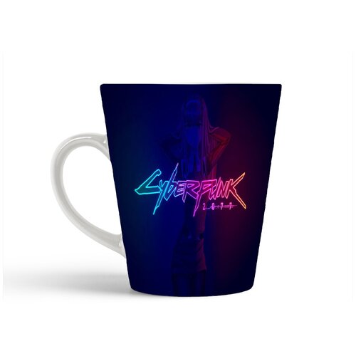 фото Кружка-латте coolpodarok cyberpunk-2077 neon девушка аниме надпись неон
