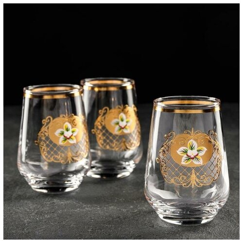 фото Набор стаканов высоких «магнолия», 3 шт, 400 мл, с отводкой ас-декор