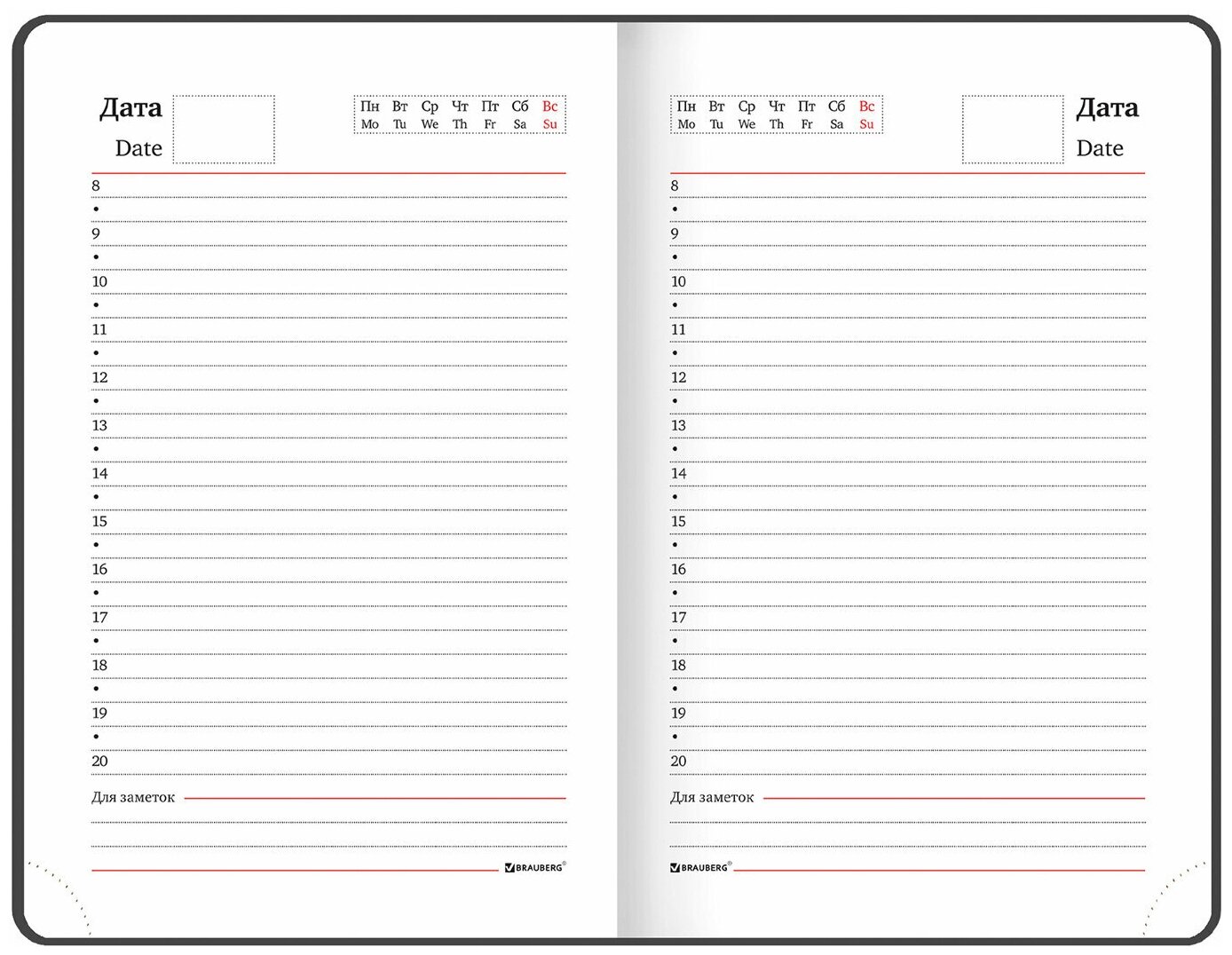 Ежедневник BRAUBERG Select, недатированный, A6, 320стр., 160лист., в линейку, белые страницы, синий - фото №12