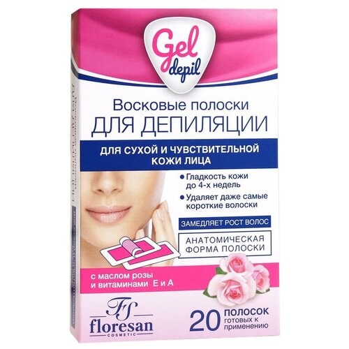 Купить Восковые полоски Gel-depil для депиляции чувствительной кожи лица, 20 шт, Floresan
