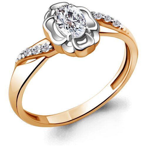 фото Кольцо из золочёного серебра aquamarine а68648а-пк с фианитом diamant-online