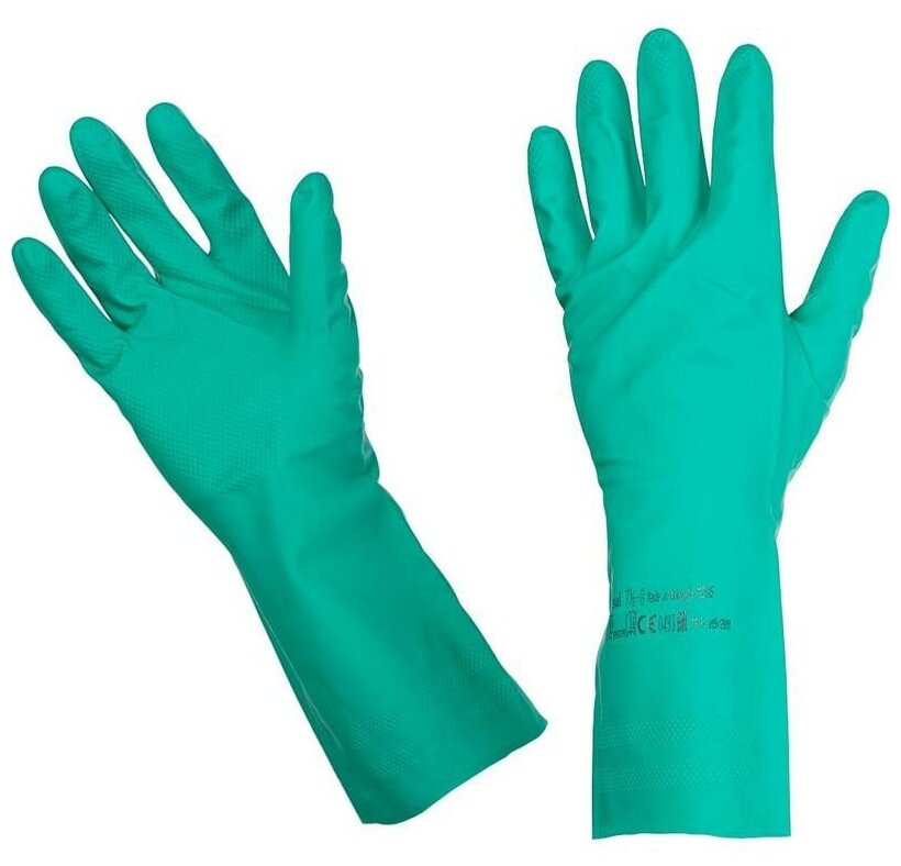 Перчатки хозяйственные нитриловые VILEDA, универсальные, антиаллергенные, размер M (средний), зеленые, 100801